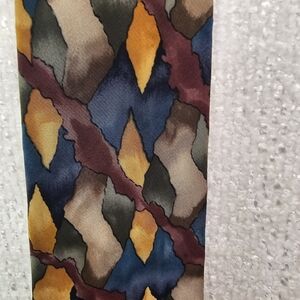 Vintage Jerry Garcia Silk Tie Abstract Art Geometric Blue Gold 90s Collectible